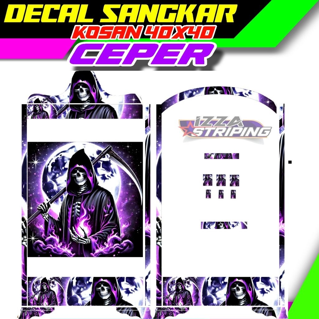STIKER DECAL SANGKAR KOSAN UKURAN 40X40CEPER=40X40(TINGGI TEBOK BAWAH 10CM)