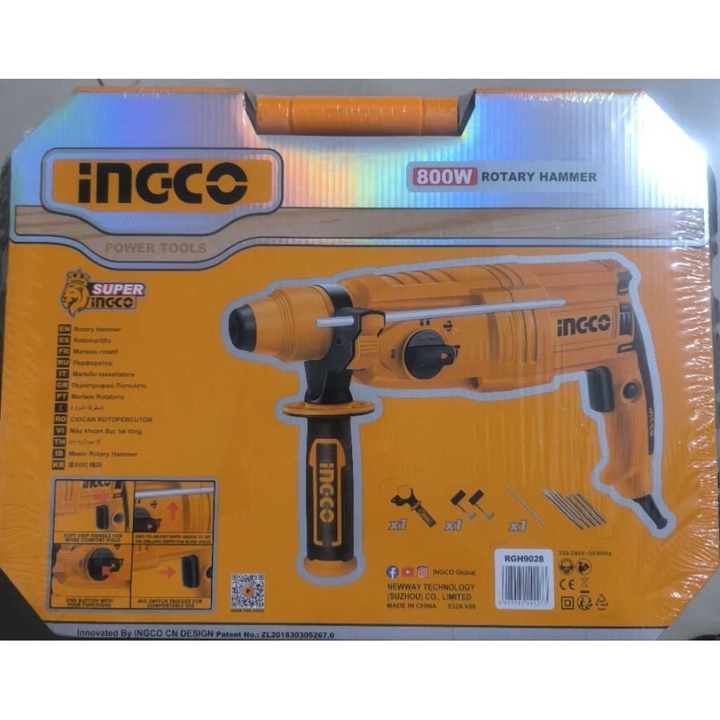 Mesin Bor Bobok Tembok Beton Rotary Hammer Drill INGCO RGH9028