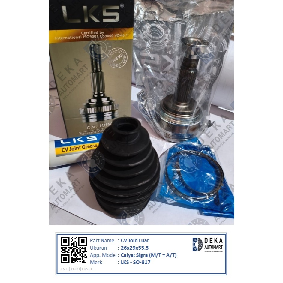 CV Join Luar LKS 26x29x55.5 untuk Calya; Sigra (M/T = A/T) (SO-817)