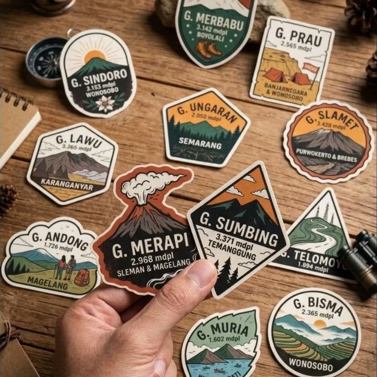 [isi 12] Stiker GUNUNG INDONESIA