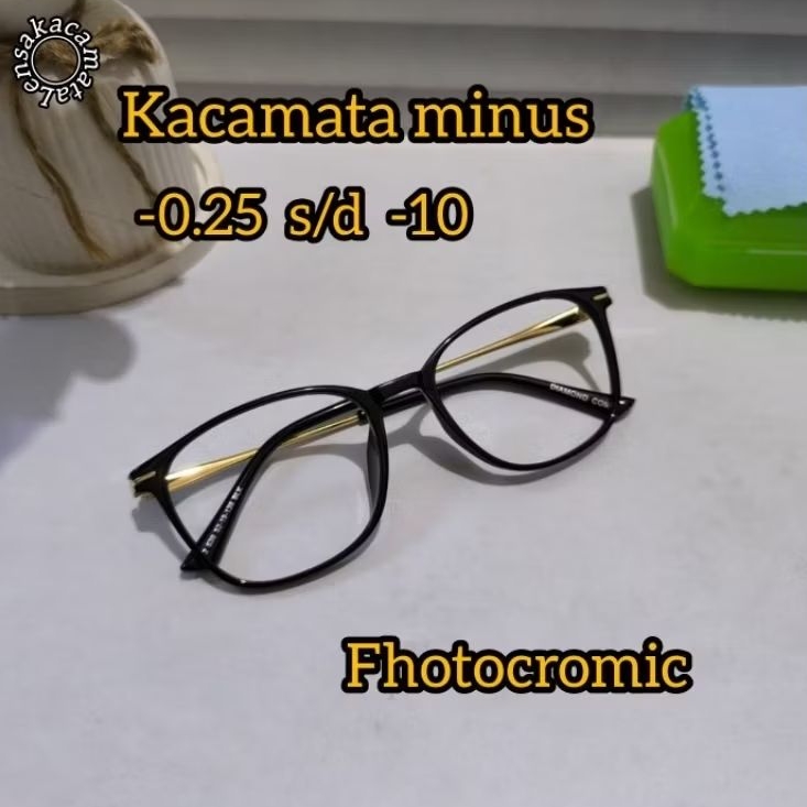 kacamata minus fhotocromic wanita -0.25 s/d -10 minus tinggi lensa tipis index 1.67