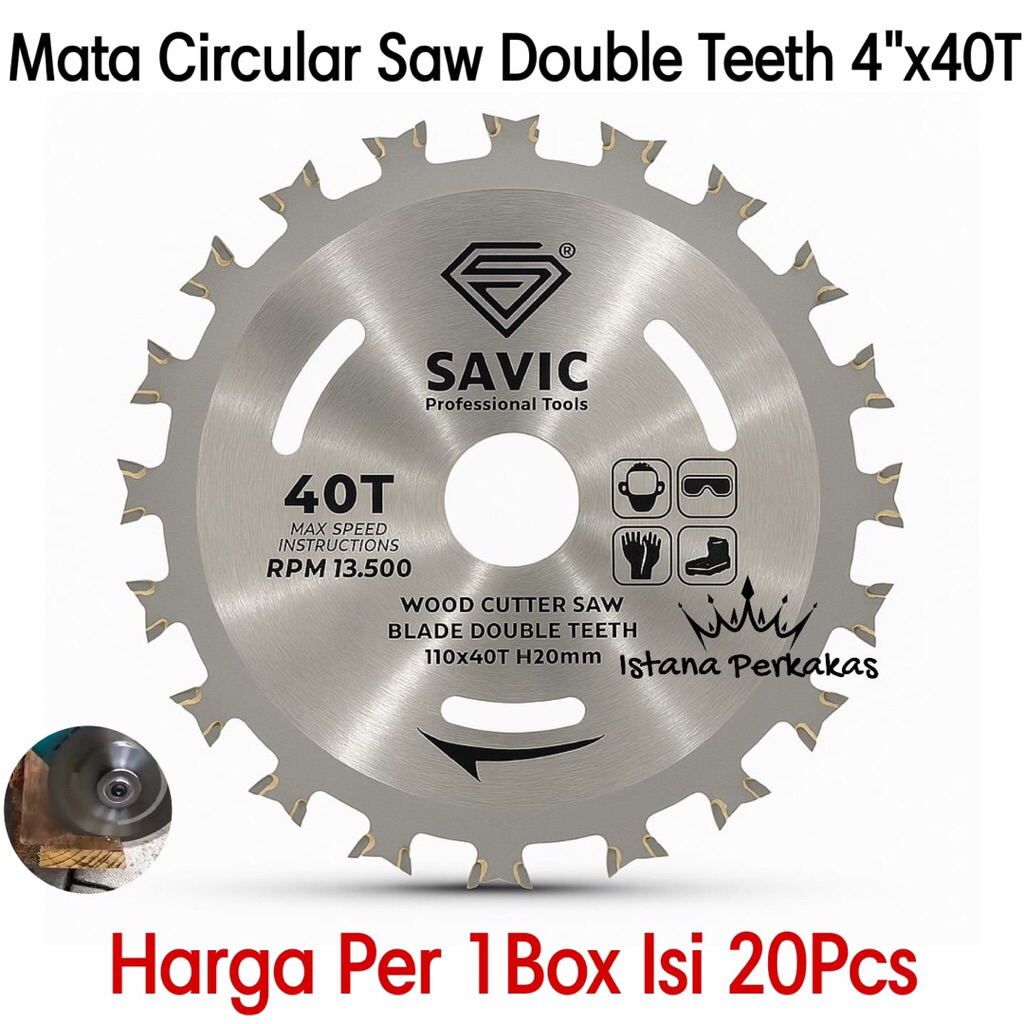 SAVIC Grosir 1Box Isi 20Pcs Mata Circular Saw Blade Gergaji Gerinda Potong Kayu 4” Inchi Inch x 40T 
