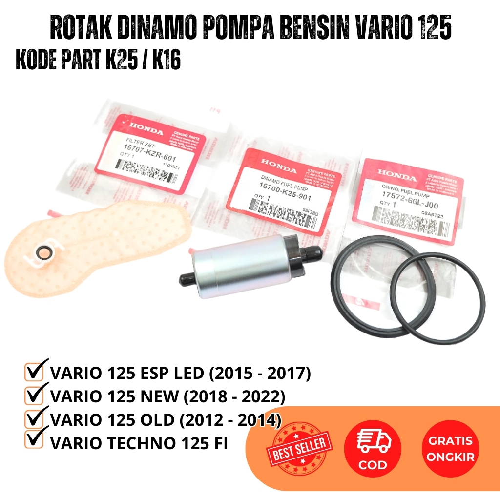 Paket Rotak Dinamo Fuel Pump Honda Vario 125 Old - Vario 125 Techno - Vario 125 Esp Led K25 KZR Orig