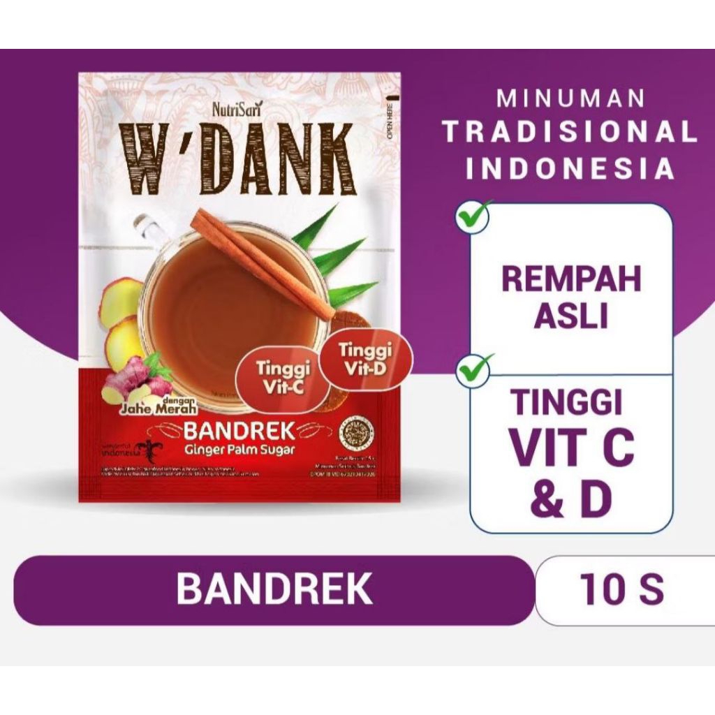 W'Dank Bandrek - Ginger Palm Sugar - 10 sachet Renceng