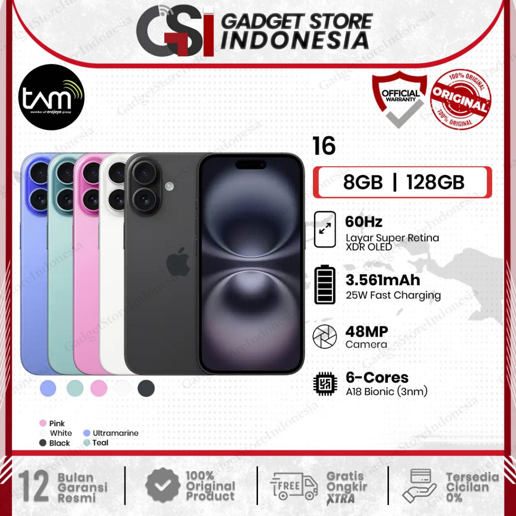[TAM] Apple iPhone 16 128GB NEW GARANSI TAM