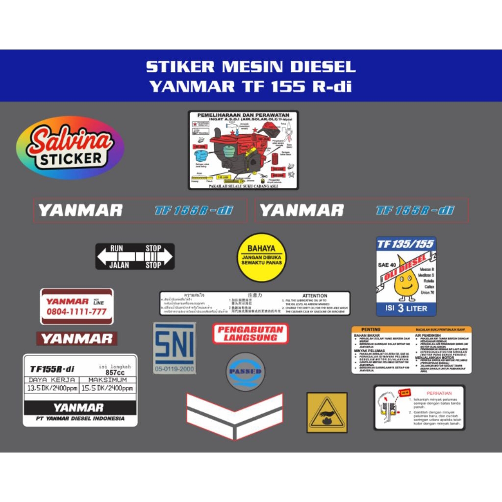 Stiker mesin diesel yanmar TF 155 R