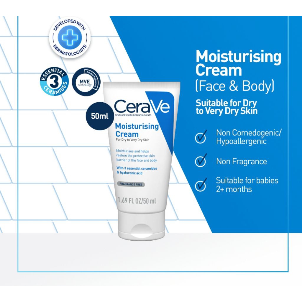 [NEW ORI] Cerave Moisturizing Cream 50 ml / Moisturizer / moisturizer / pelembab kulit kering dan se