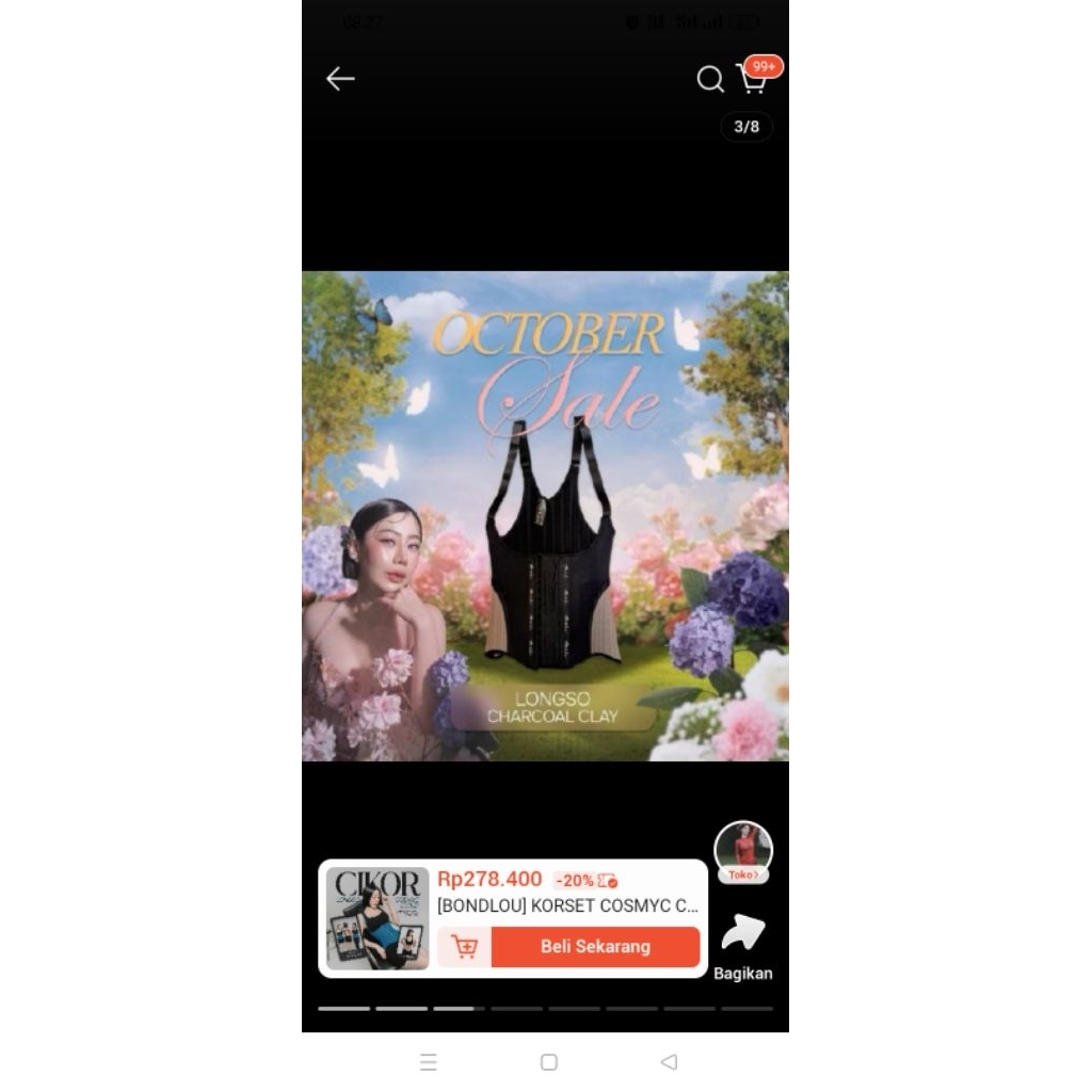 Korset Charcoal Cikor ukuran M panjang 30 cm Bonus extension