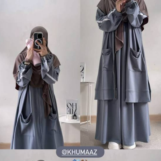 Yume Sporty by Khumaaz | Tunik Jaket set Rok Olahraga Wanita | Setelan Olahraga Muslimah | One set o