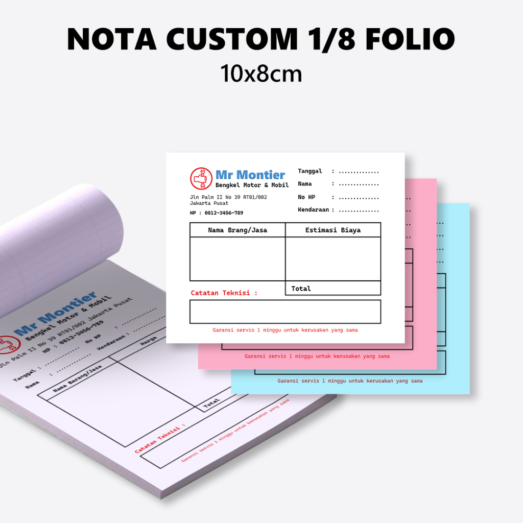 Cetak Nota Custom 1 Rim 1/8 Folio
