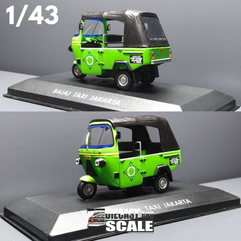 Diecast Mobil / Bajaj Taxi Jakarta Skala 1:43 In Box