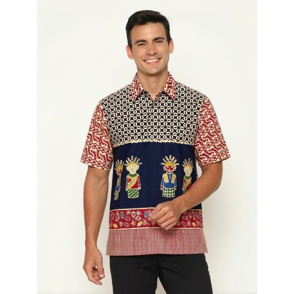 Kemeja Batik Pria motif Betawi | Kemeja Pria Ondel-ondel | Batik Tulis Kmobinasi Cap | Almajiwa - Ke
