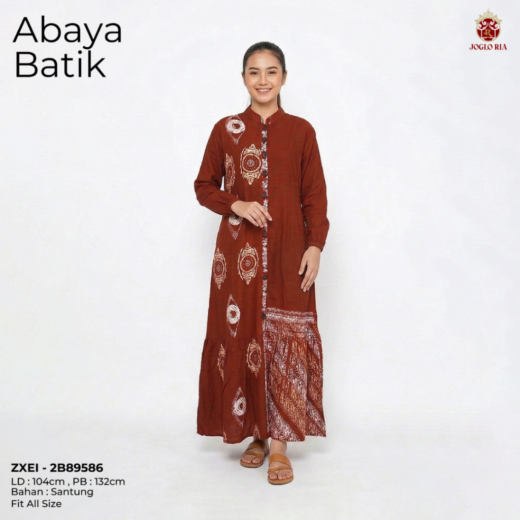 Abaya Batik Wanita Santung Premium Adem Nyaman Dipakai Gamis Batik Modern Ria Batik Solo