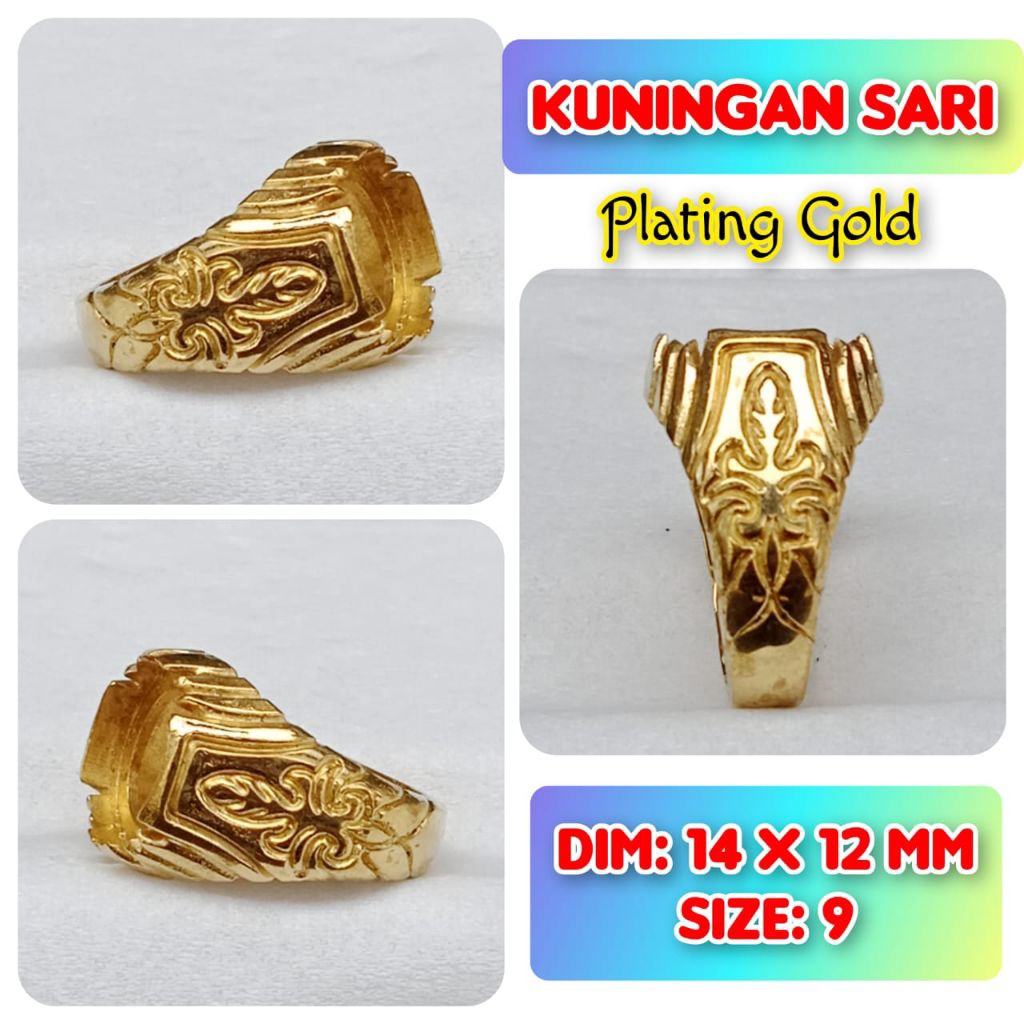 ring emban batu akik dan permata kuningan.13