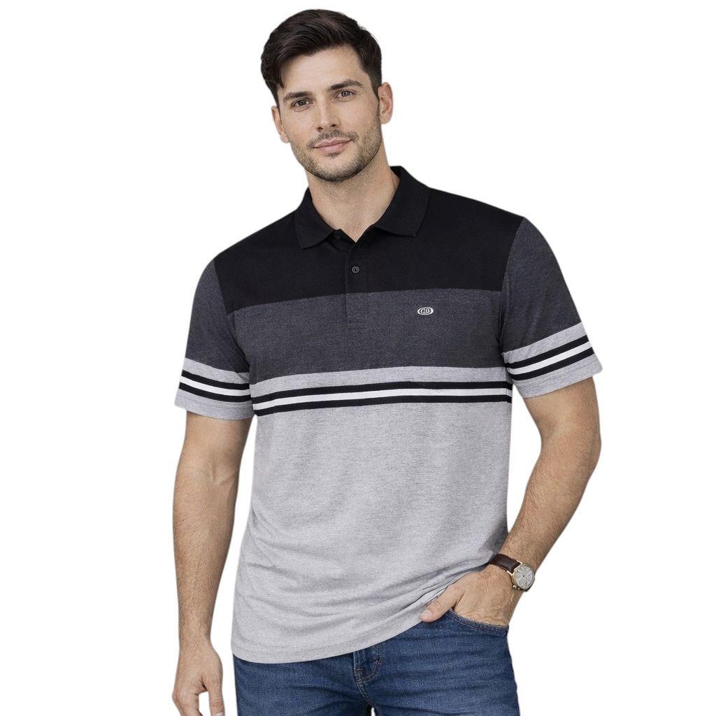 Kaos kerah salur saku pria dewasa lengan pendek OCEAN BEACH size M L