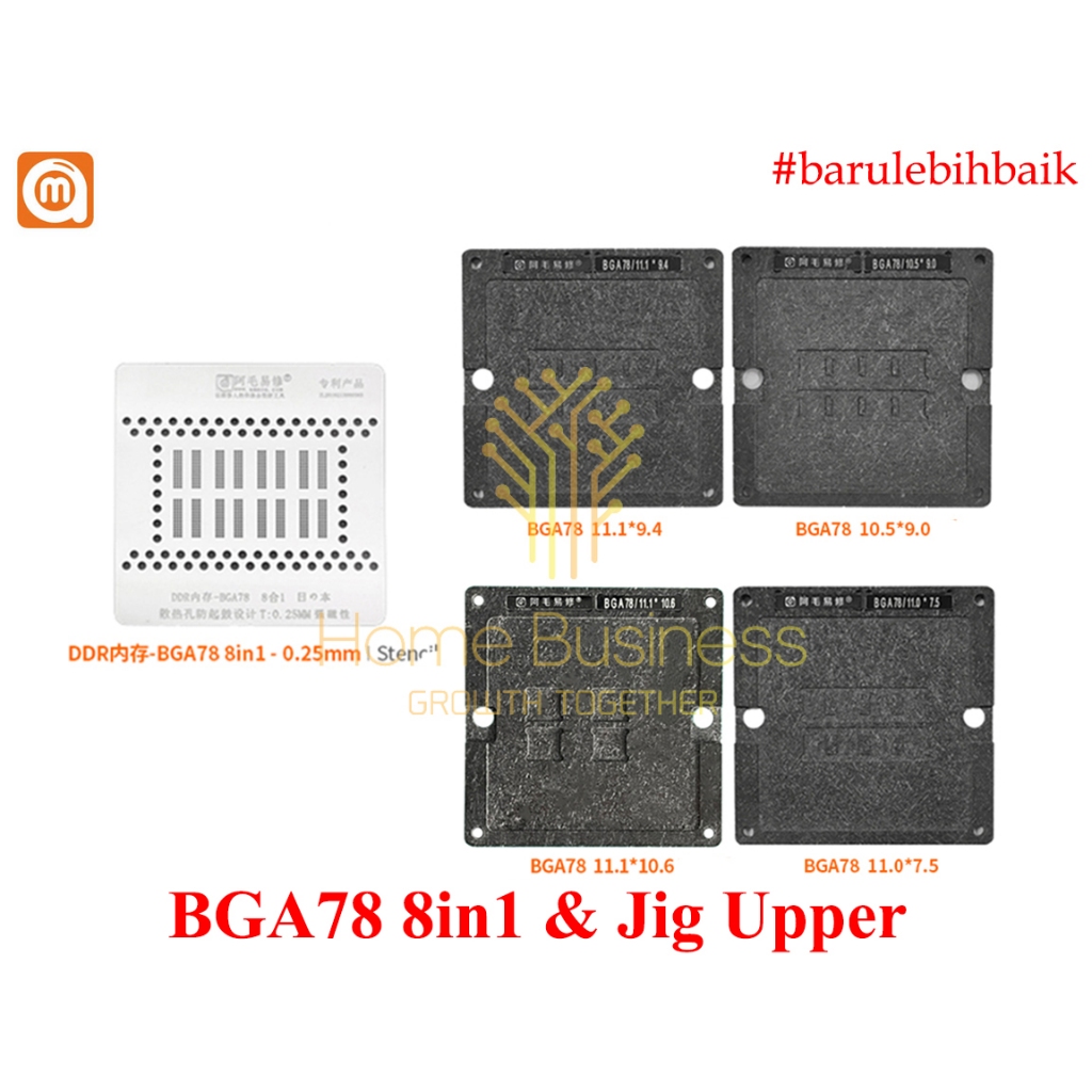 AMAO AMAOE Jig Upper Cetakan Stencil Plat 70X BGA78 8 In 1 IC RAM LPDDR3 LPDDR4 DDR3 DDR4 DDR Laptop