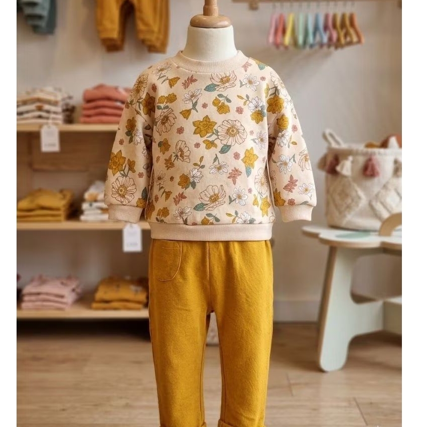 set LC Waikiki set celana panjang+sweater bunga kuning