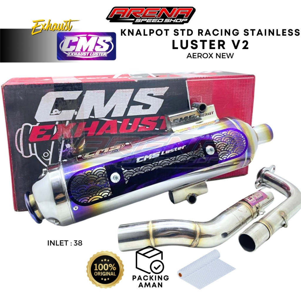 CMS Exhaust Stainless Luster V2 Aerox New - Knalpot Standar Racing Luster v2 Sarfull Original CMS