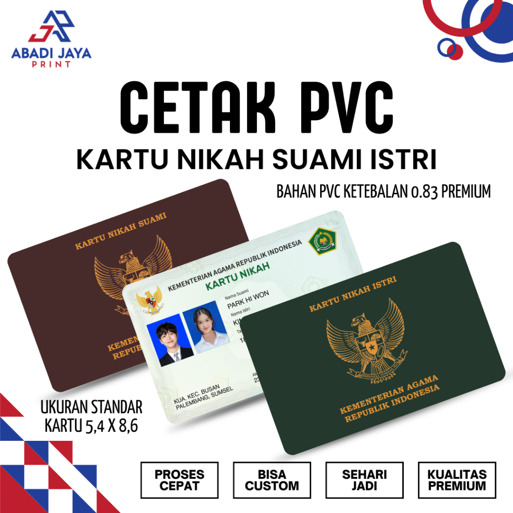 (SEHARI JADI) KARTU WEDDING CARD PERNIKAHAN 2 SISI BAHAN PVC ID CARD TEBAL TAHAN AIR DAN TAHAN PUDAR