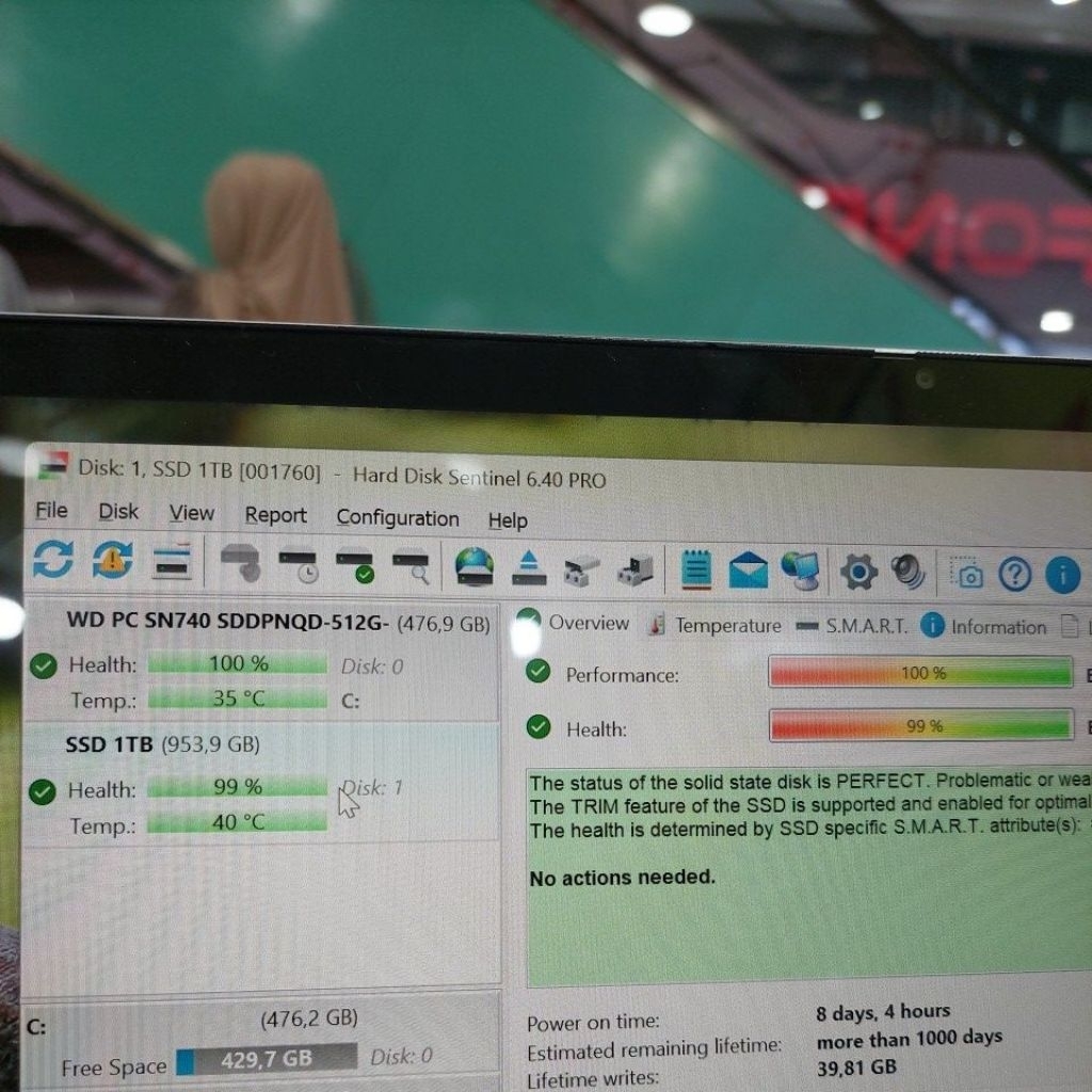 SSD SATA SAMSUNG 1 TB  COPOTAN LAPTOP
