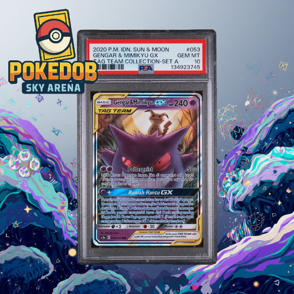 PSA 10 GEM MINT Gengar Mimikyu GX Tag Team #053 Sun & Moon Tag Team Collection 2020 | Kartu Pokemon 