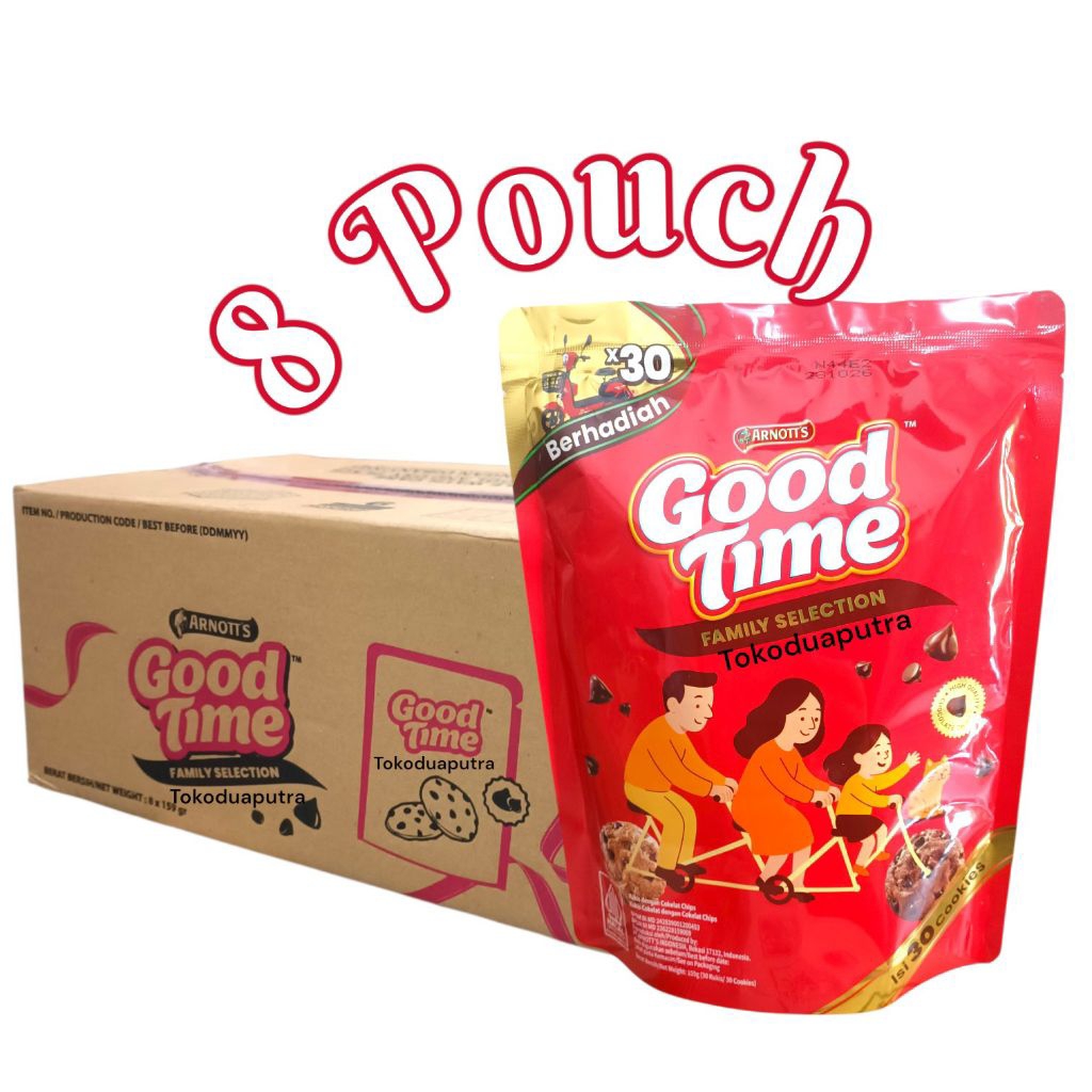 Good Time Pouch Share pack 8 pouch ( 1 karton) / Good Time Double Choco Family Selection Pouch isi 3