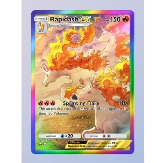 KARTU CARD POKEMON TCG POCKET RAPIDASH EX STAR LV 2 RAINBOW SIDE