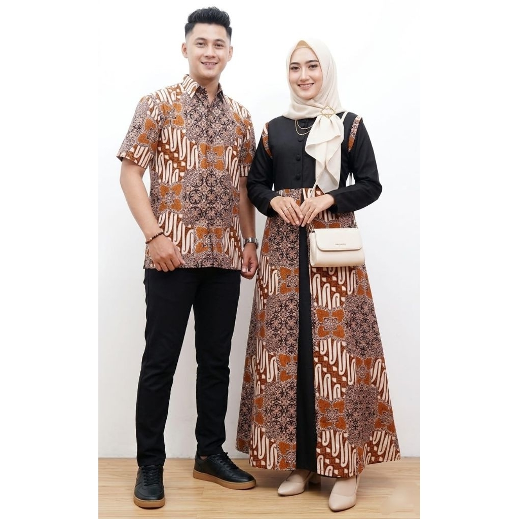 SARIMBIT COUPLE BATIK KELUARGA/FAMILY GAMIS MUSLIM SAFIRA PARANG BESAR
