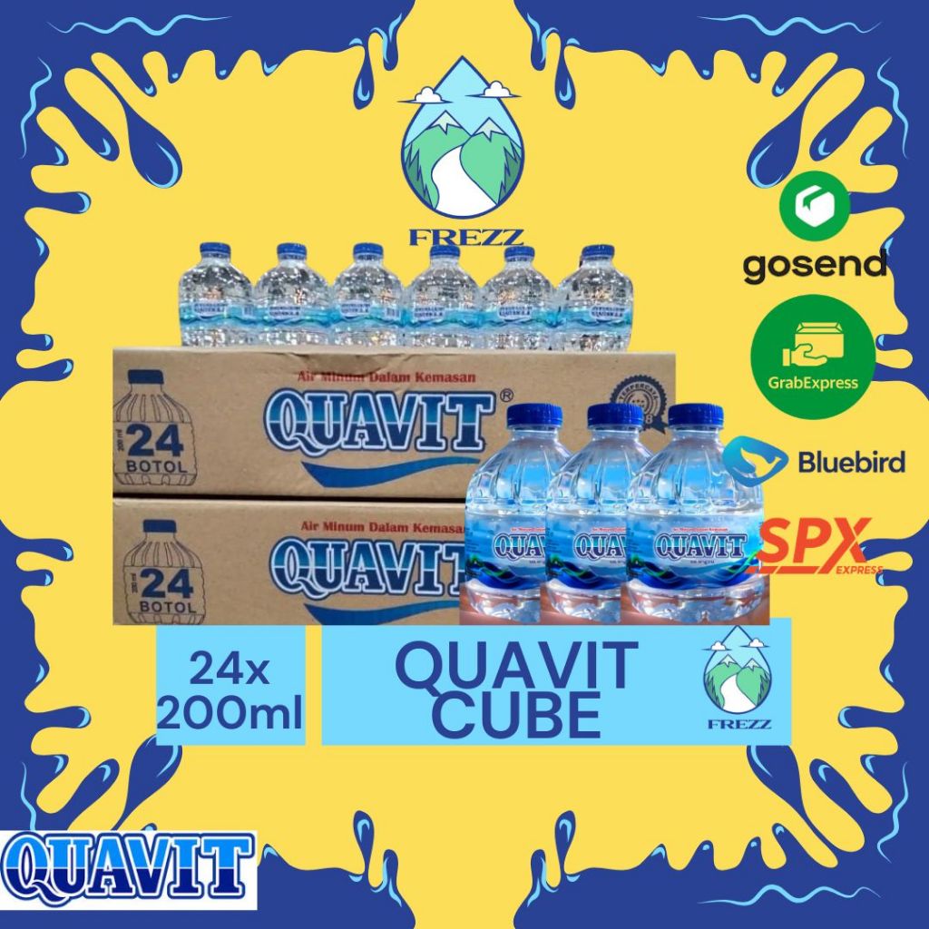 (INSTANT/SAMEDAY) Quavit Cube 200ml Isi 24 Botol – Air Minum Mini Gemoy Quavit