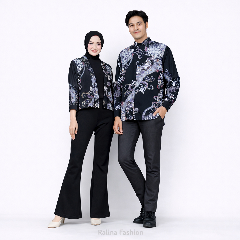Couple Batik Modern Premium | Kemeja Batik Pria & Blazer Wanita | Baju Couple Pesta Kondangan-Ralina