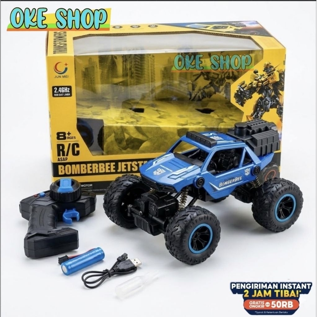 Mainan Mobil Remote Control R/C BomberBee Jetstar Car - Off-Road Monster Truck Spray Asap & Lampu