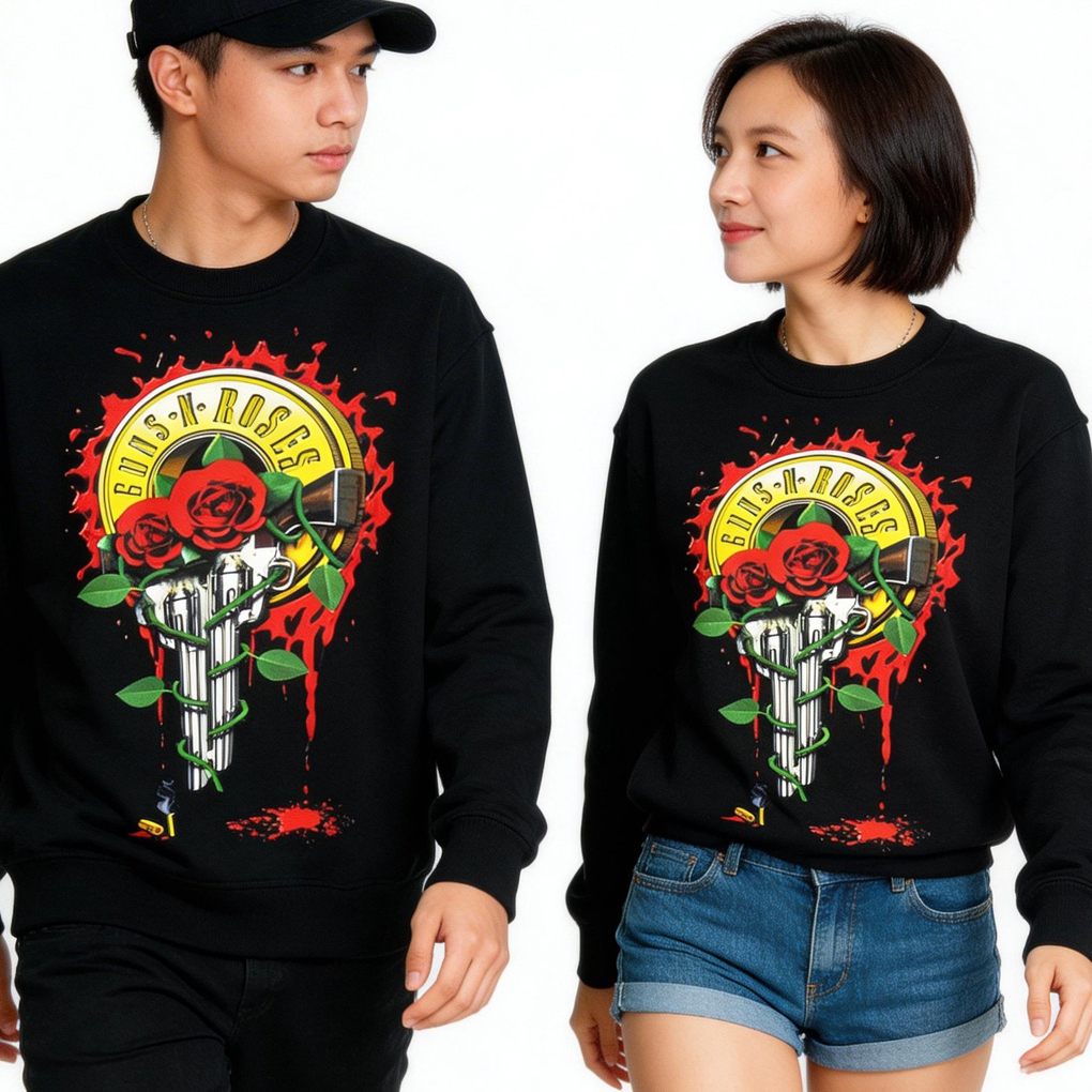 Crewneck GNR BAND Guns N Roses Vintage Sweater Casual Unisex Bahan Cotton Fleece