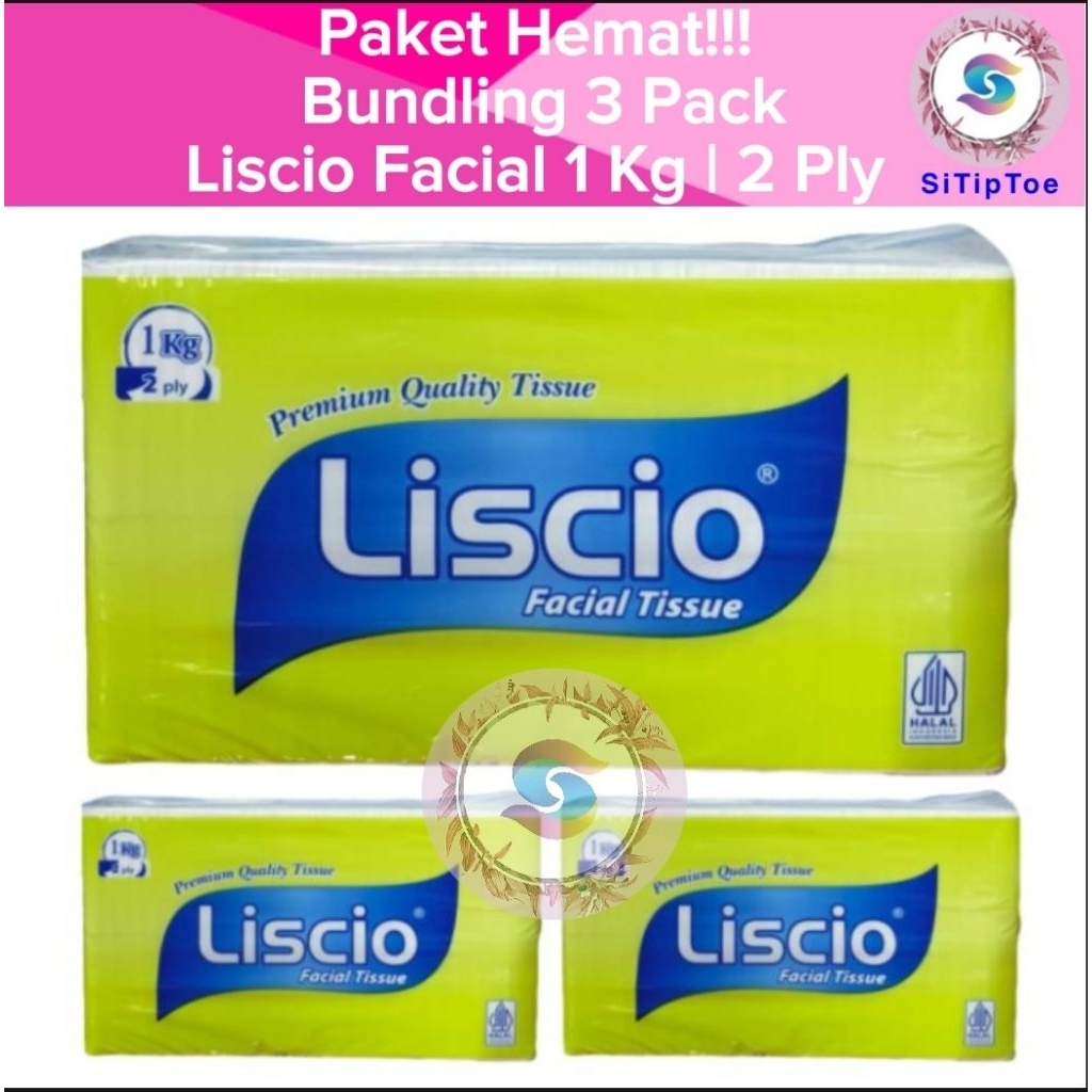 [Promo Bundling 3 Pack] Tisu LISCIO Facial Tissue 1000 Gram 2 Ply Tisu Wajah 1 Kg 2 Ply Murah Grosir