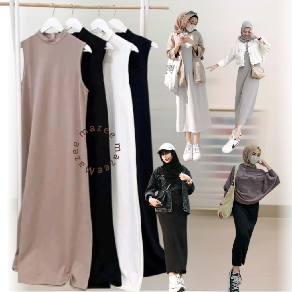 Inner Dress Tanpa Lengan Dalaman Gamis Bahan Spandex Premium - Nyaman, Adem, dan Elastis