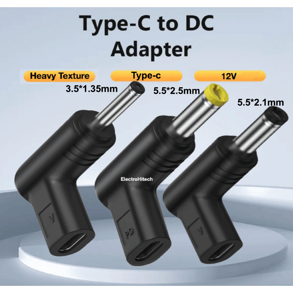 3.5*1.35mm, 5.5*2.1mm, 5.5*2.5mm, 12V USB C PD To DC Power Connector PVC Type C To DC Jack Plug Char