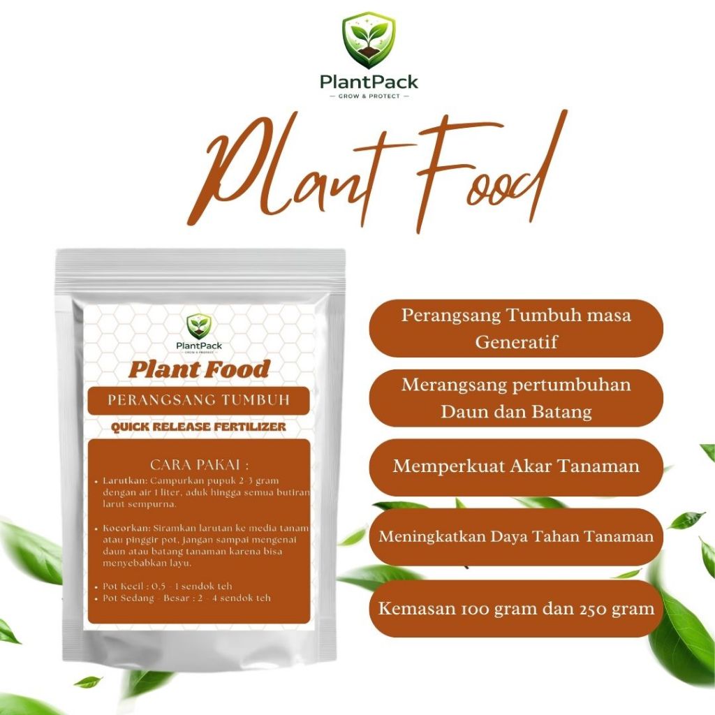 PLANT FOOD PERANGSANG DAUN DAN AKAR KEMASAN 100 & 250 Gram