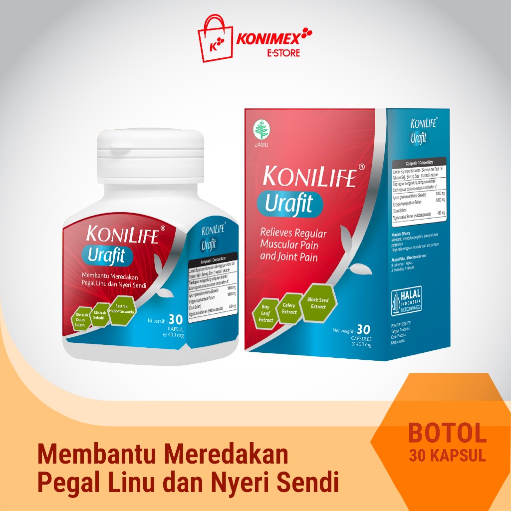Konilife Urafit Food Supplement Botol 30 Alami Bebas Asam Urat, Halal