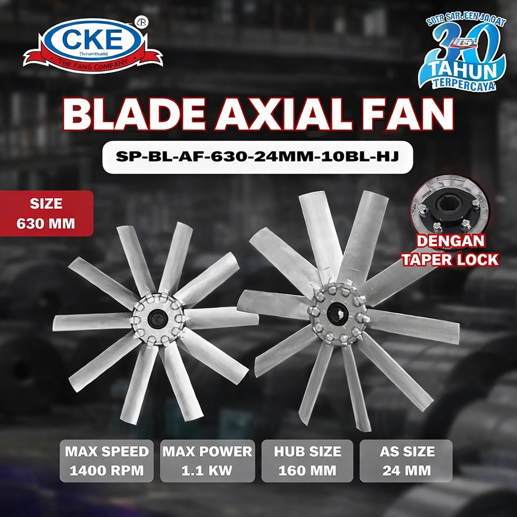 CKE Baling Kipas Besi Axial Fan 28 Inch With Taperlock Baling Blade Kipas Angin Kuat Tahan Lama