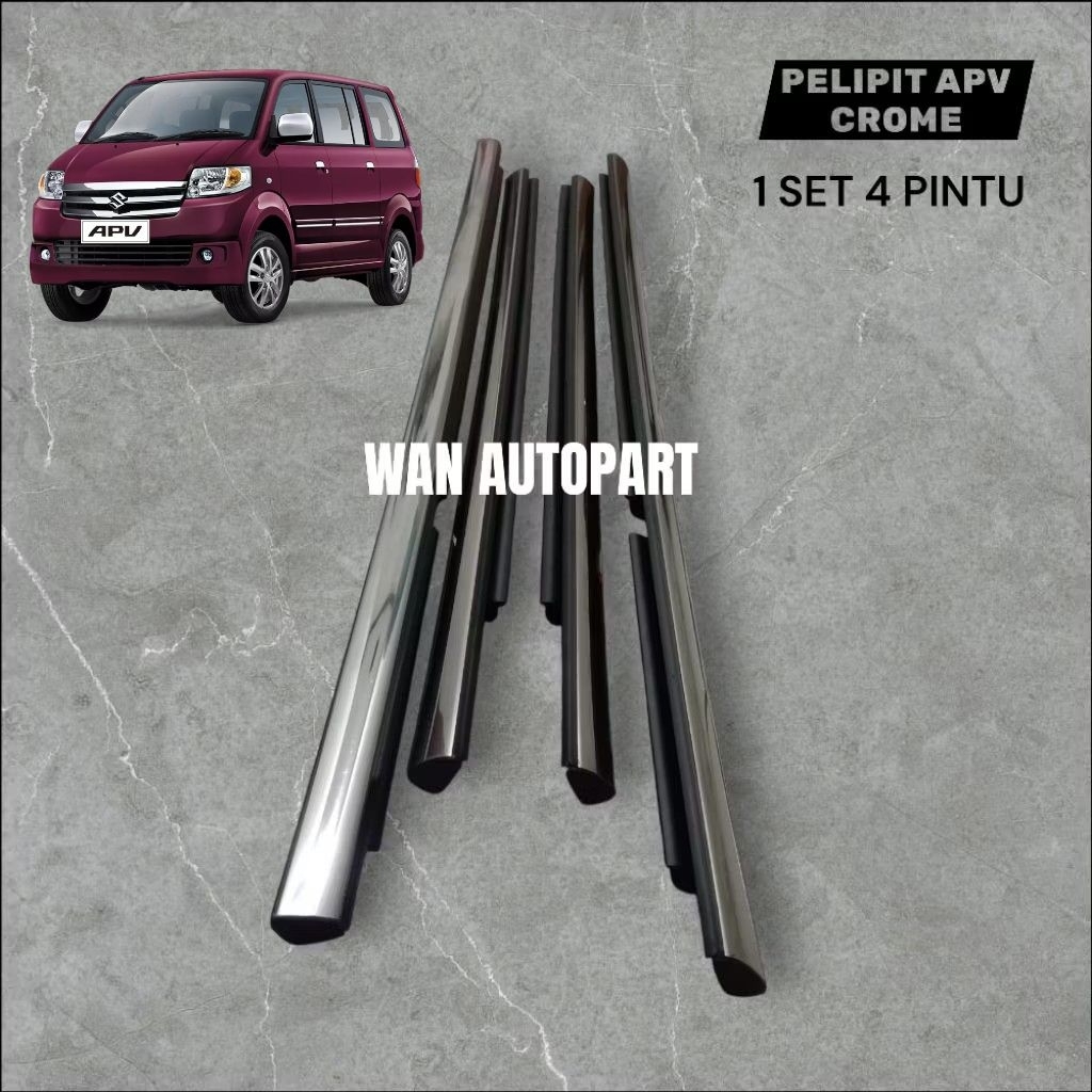 WEATHER STRIP KARET KACA PINTU PELIPIT LUAR MOBIL APV CROME