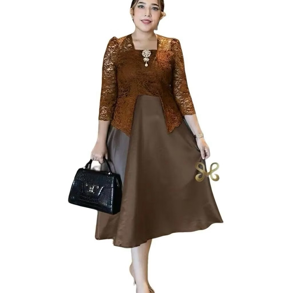 DRESS BROKAT WANITA/DRESS KOMBINASI PESTA/DRESS KEKINIAN