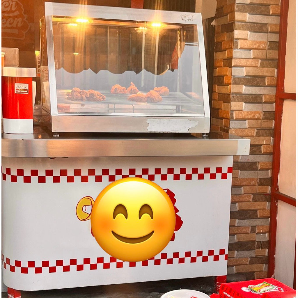 Meja etalase chicken / ayam stainless satu set bekas like new