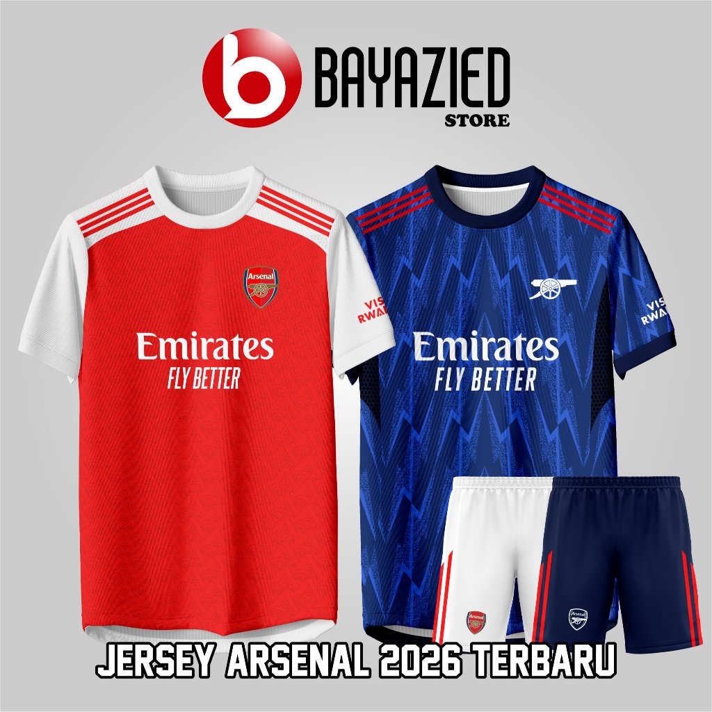 Arsenal Jersey Home Away Atasan Setelan 2026 Full Printing Free Nama dan Nomer