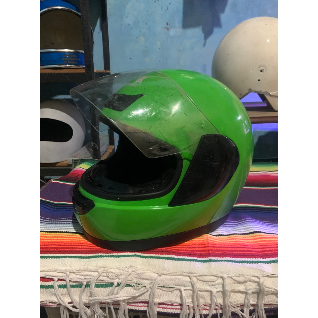 HELM NINJA ORIGINAL LUAR DALAM,helm fullface ninja,helm original ninja,helm ninja ijo