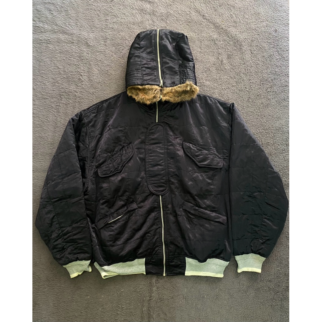 Rare VTG Classic Nouveau Made in Japan Bomber Jacket Zipper Hoodie Men M 90s Y2k