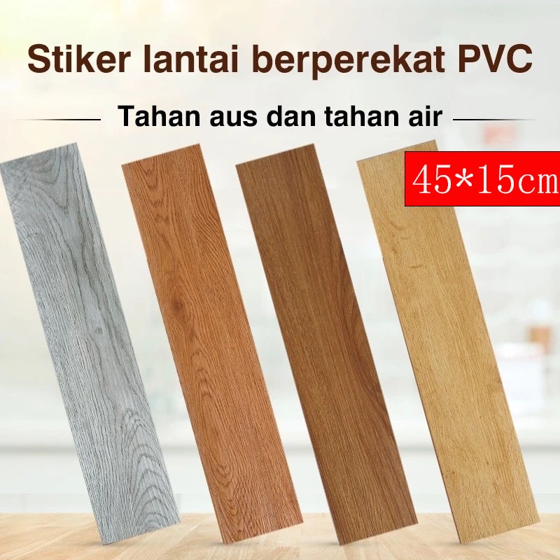 Sticker Vinyl lantai Bahan PVC / Lantai vinyl kayu  ukuran 15cm x 45cm / Stiker lantai motif kayu ta