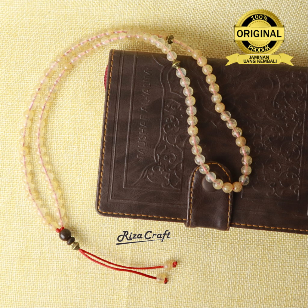 Kalung Tasbih Gelang Kecil Pria Wanita Keren Batu Citrine Kuning Crystal Akik Alam Aesthetic