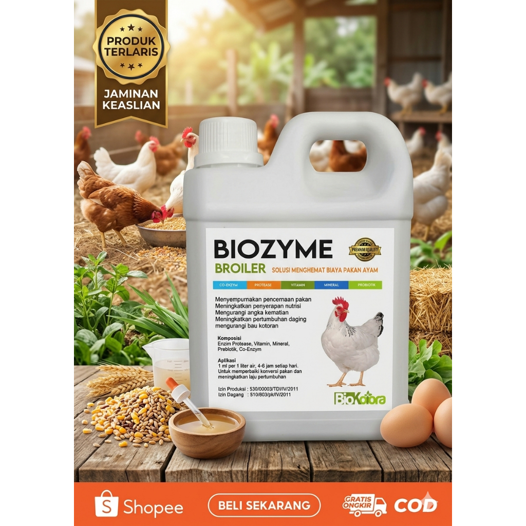 BIOZYME  Broiler Penggemuk Ayam Broiler Pemacu Pertumbuhan Pengganti AGP Irit Pakan Hasil Optimal