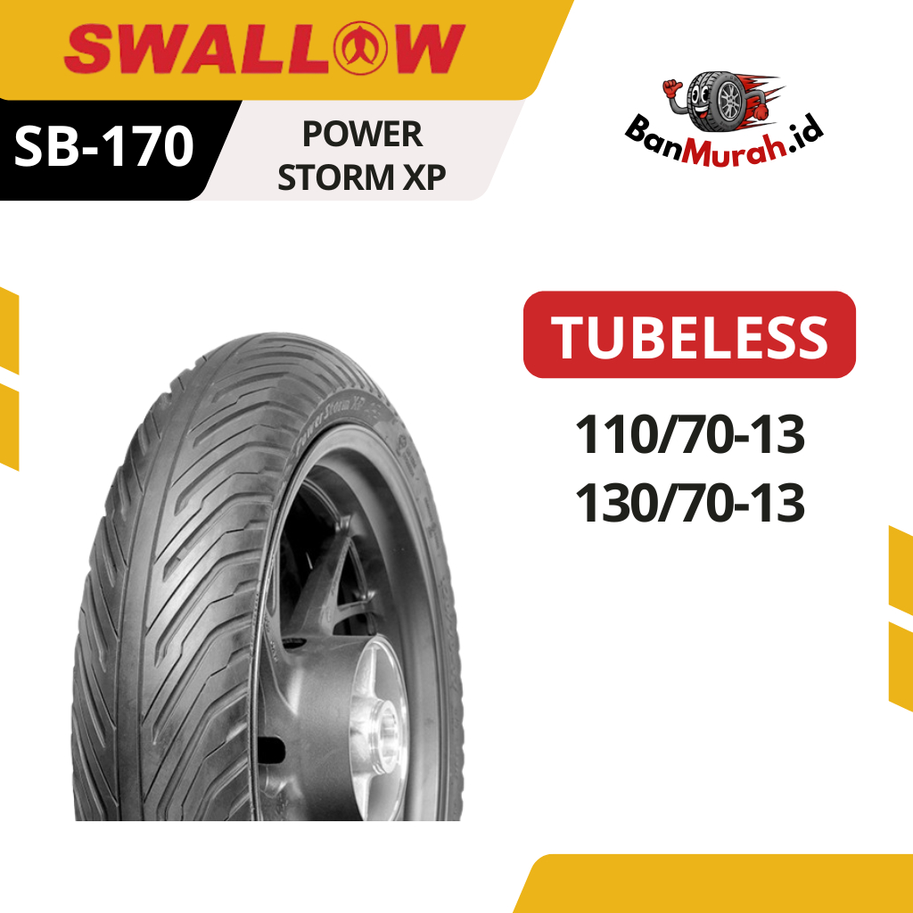Ban Luar Motor Swallow SB-170 POWER STORM XP Ukuran 110/70 130/70 Ring 13 TUBELESS