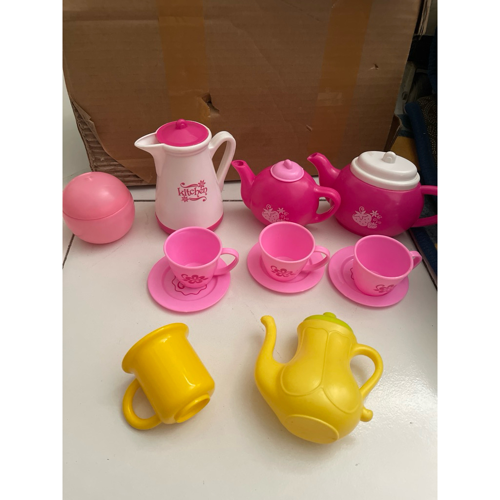 mainan masakan set teko preloved