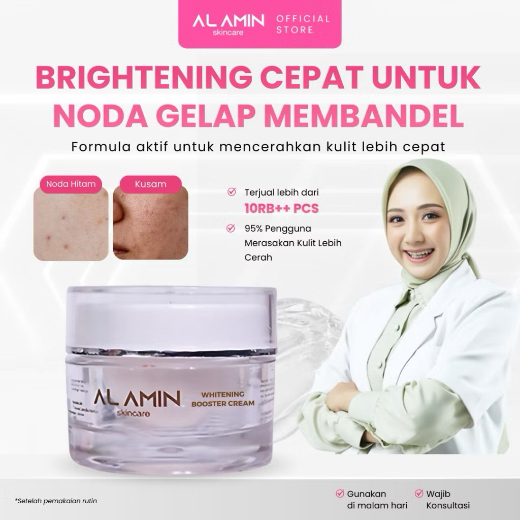 H2 Whitening Booster Pencerah Pagi Wajah Alamin Skincare
